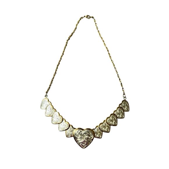 Vintage Montana Silversmiths Silver And Gold Hearts Choker Necklace Western - Picture 1 of 6